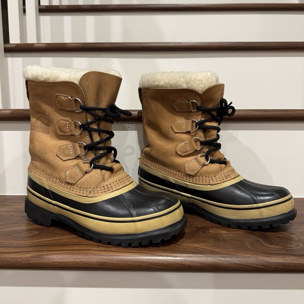 Women's 8 Sorel Caribou Buff Kaufman Canada Waterproof Boots Leather Winter